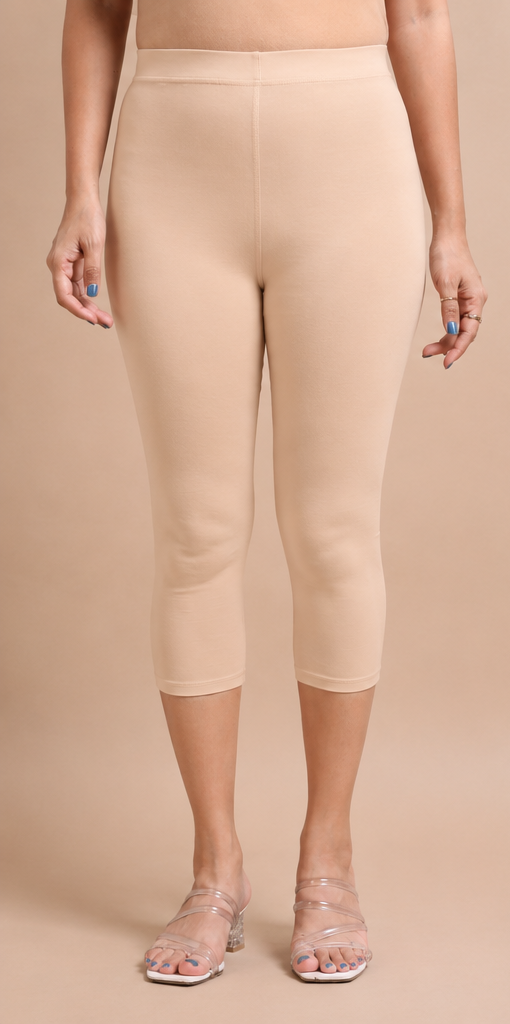 3/4 Capri Leggings – Beige,White,Black,Navy,Mustard