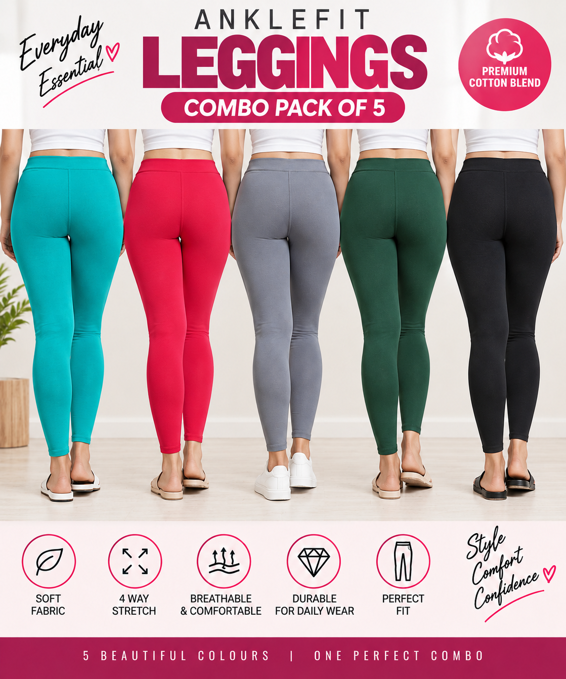 Ankle Leggings - Pack of 5 - C5