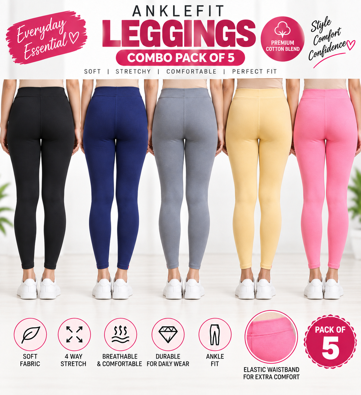 Ankle Leggings - Pack of 5 - C6