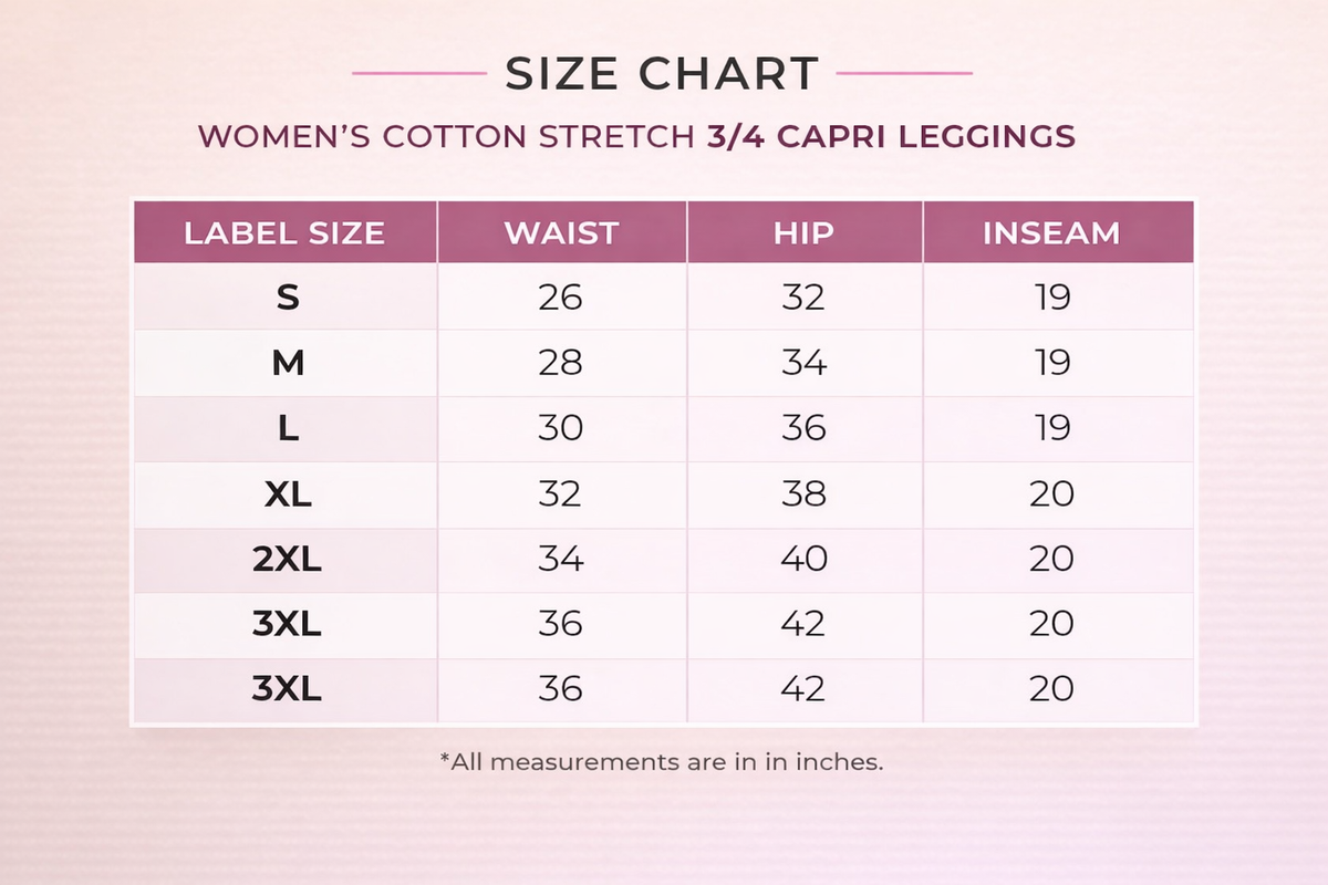 3/4 Capri Leggings – Brown, White, Black, Navy, Mustard