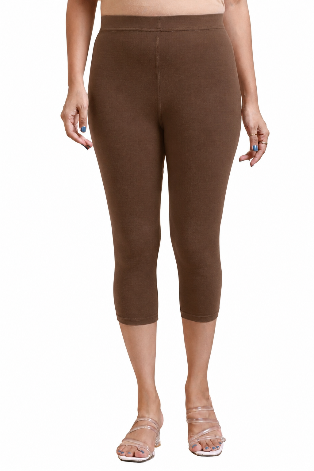 3/4 Capri Leggings – Brown, White, Black, Navy, Mustard