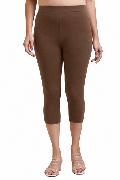3/4 Capri Leggings – Brown, White, Black, Navy, Mustard