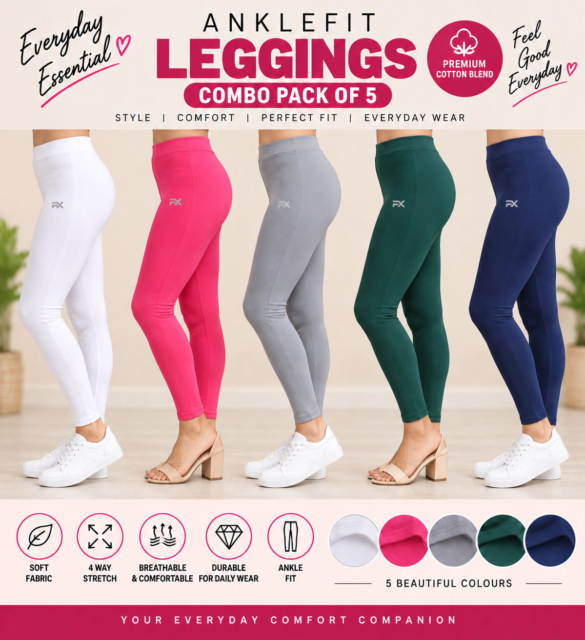 Ankle Leggings - Pack of 5 - C2