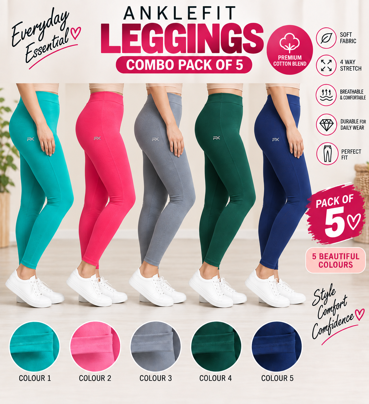 Ankle Leggings - Pack of 5 - C3