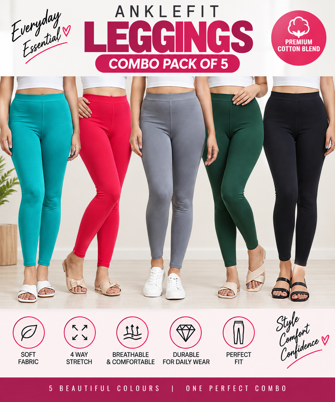 Ankle Leggings - Pack of 5 - C5