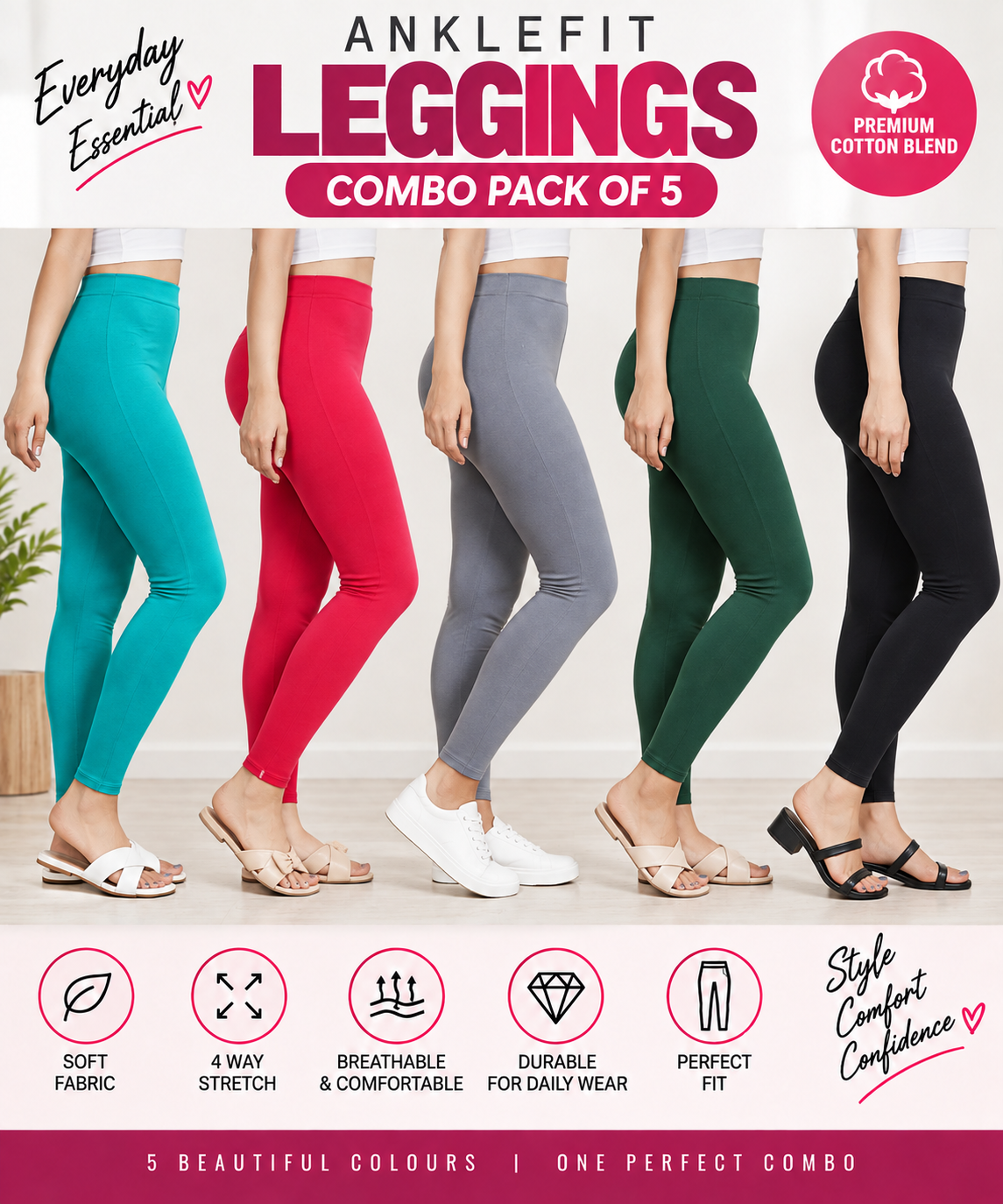 Ankle Leggings - Pack of 5 - C5