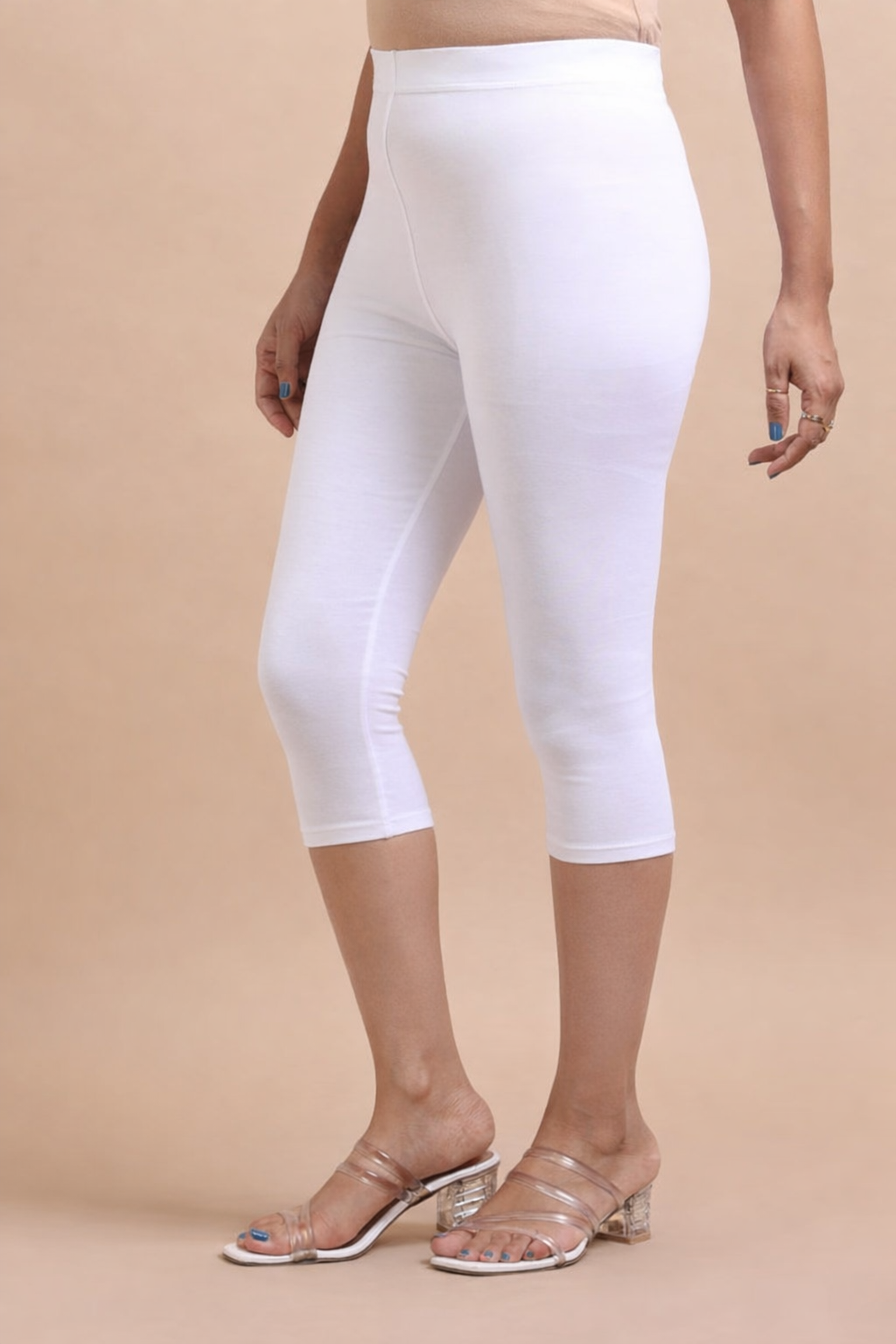 3/4 Capri Leggings – Grey, White, Black, Mustard, Navy