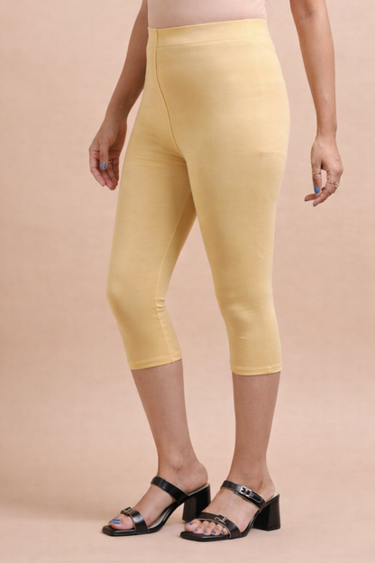 3/4 Capri Leggings – Beige,White,Black,Navy,Mustard