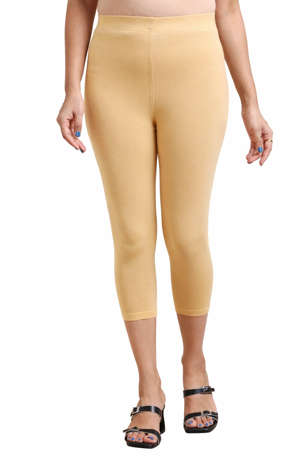 3/4 Capri Leggings – Brown, White, Black, Navy, Mustard
