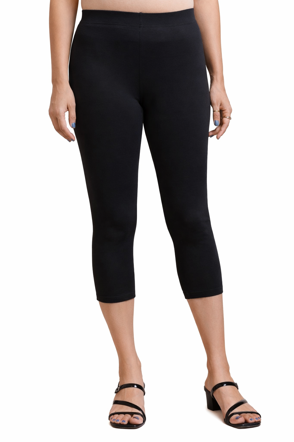 3/4 Capri Leggings – Brown, White, Black, Navy, Mustard
